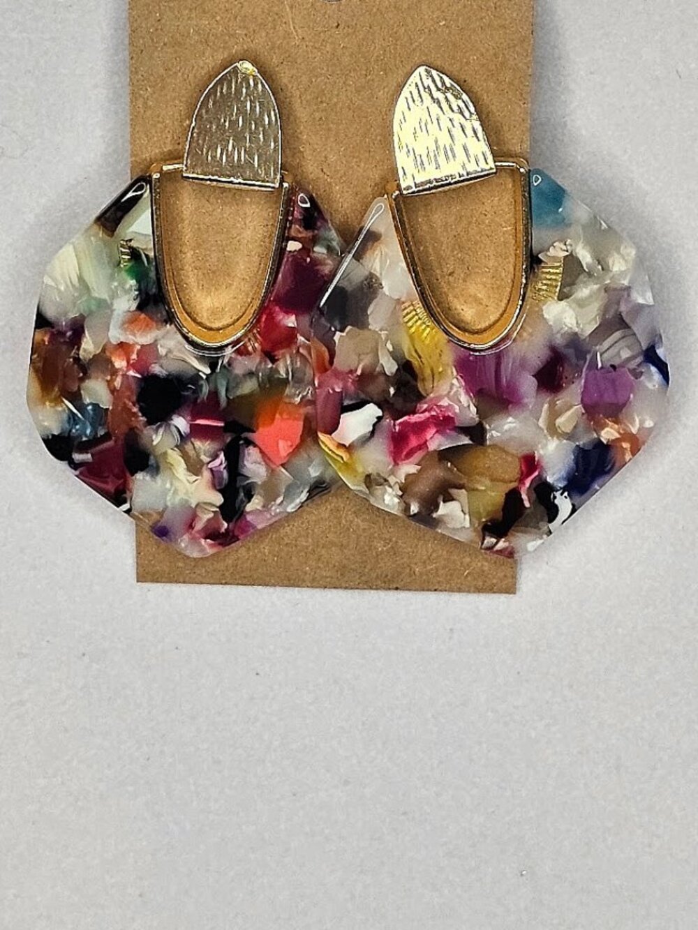 Gorgeous Multi-Color Confetti Acrylic Geometric Statement Earrings